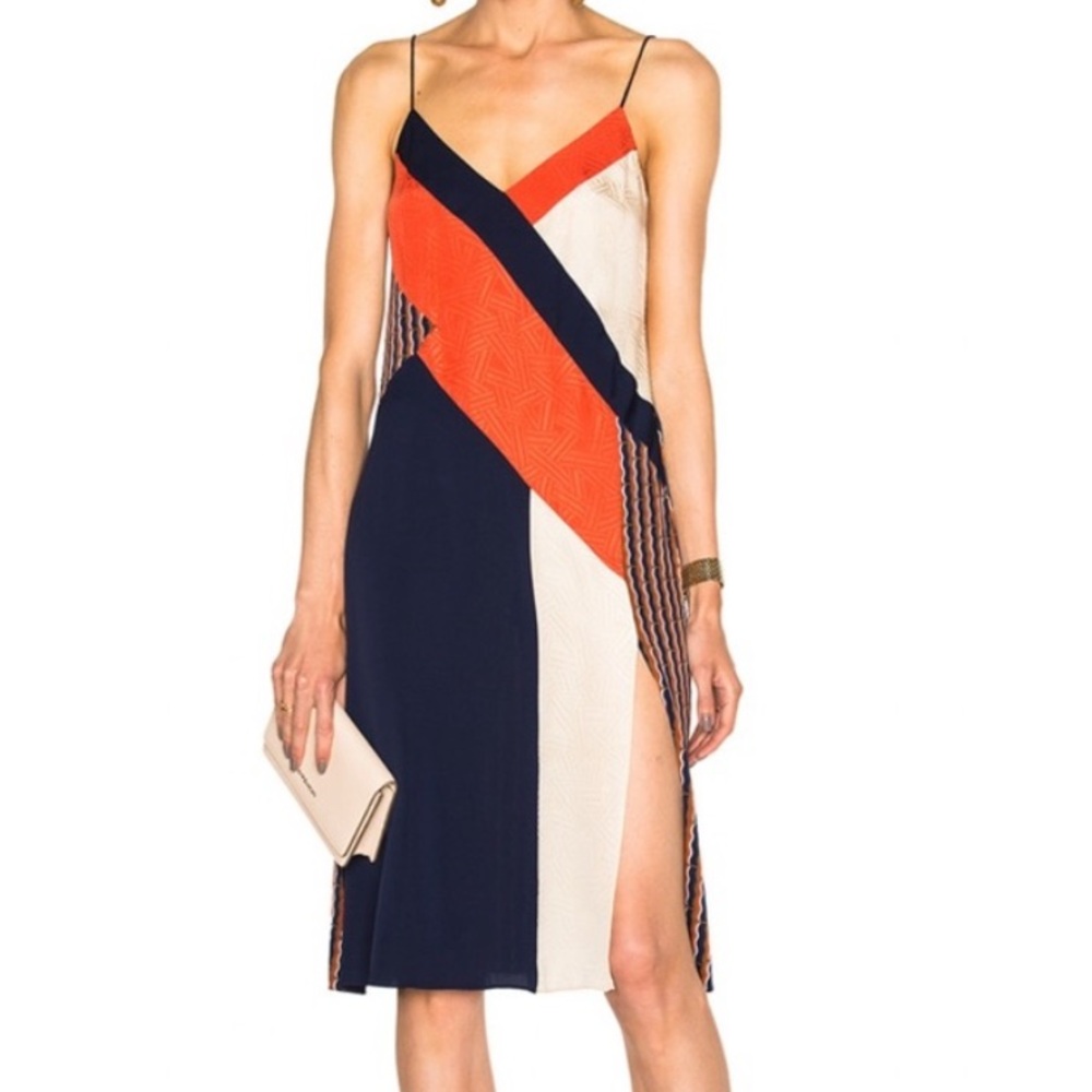 Diane Von Furstenberg Frederica Colorblock Silk Sleeveless Dress